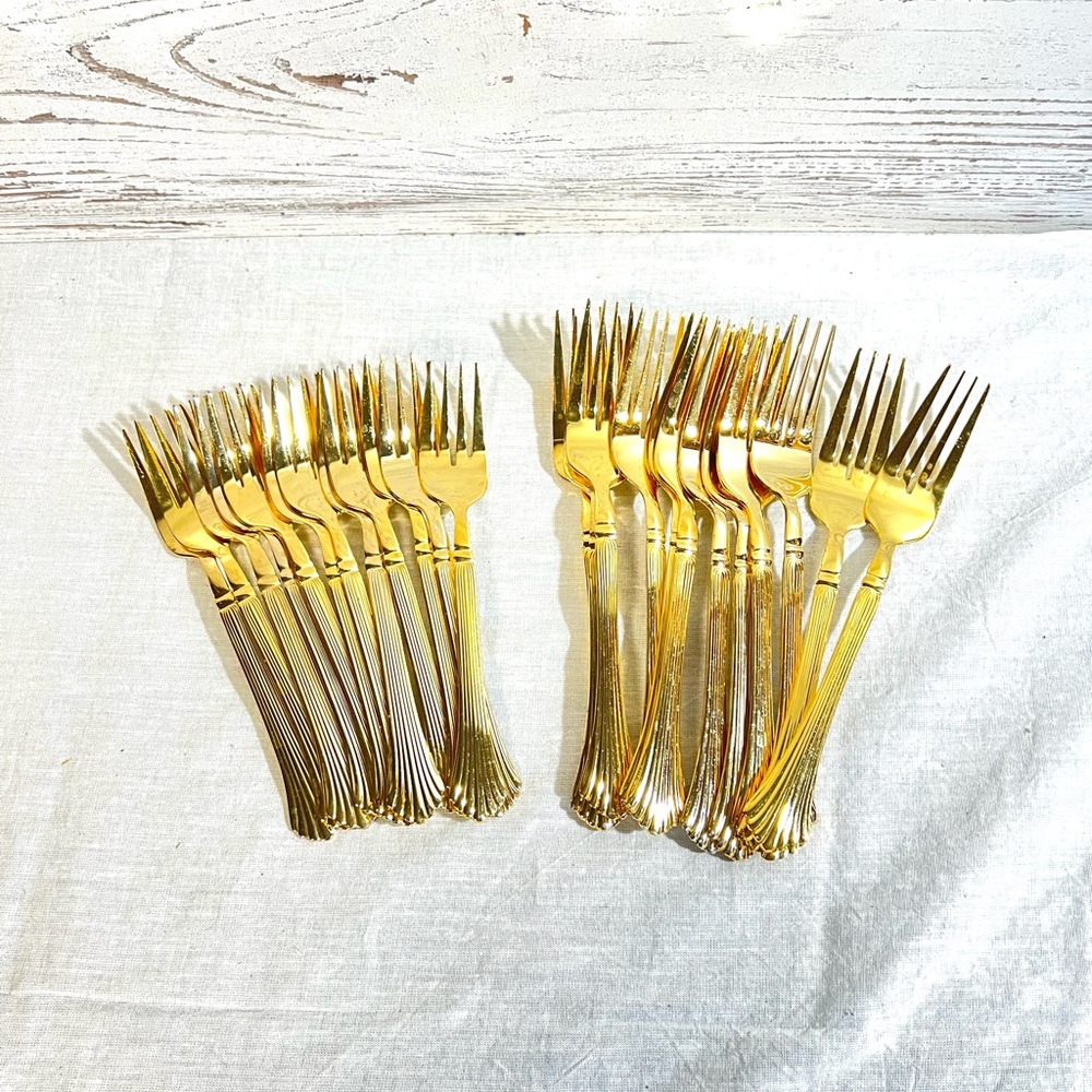 Gold flatware forks JCP stainless forks salad dinner forks silverware